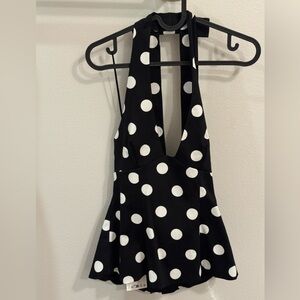 Zara Polka Dot Halter top - Black and White